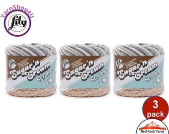 CREAM 3 Pack! Lily Scrub Off - 2.6oz | 106yds each. Lily Sugar'n Cream. 100% Textured Cotton Yarn. 3 skeins = Bulk Buy!