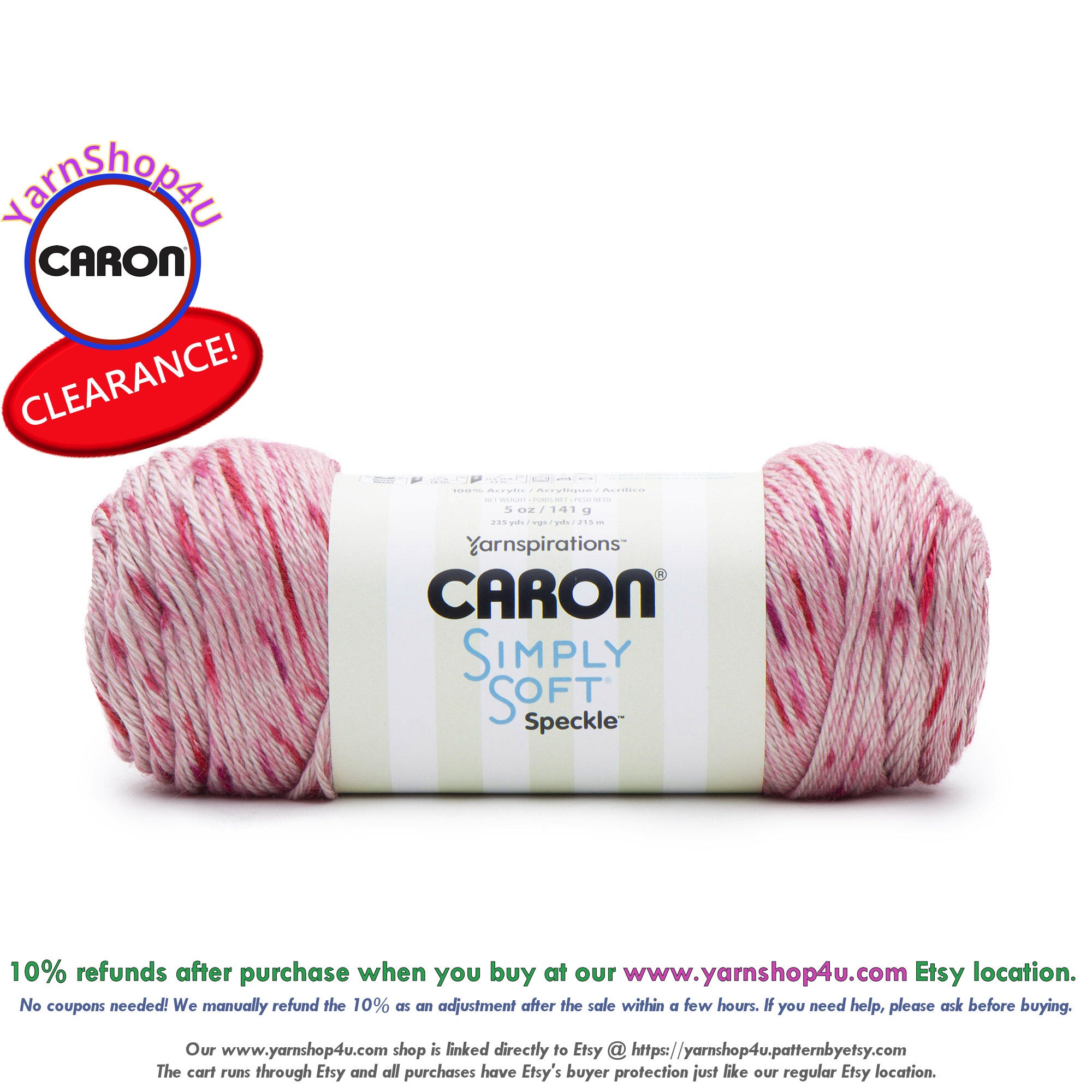 Clearance Sale! SNAPDRAGON - Caron Simply Soft Speckle 5oz / 235yds (141g /  215m) 100% Acrylic yarn. Item 29496161015