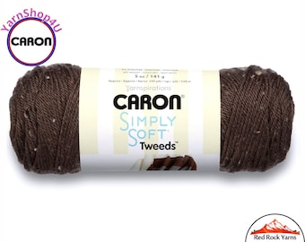 TAUPE (TWEED) - Caron Simply Soft Tweeds 5oz / 240yds (141g / 219m) 97% Acrylic yarn with 3 percent Viscose. Color #23003