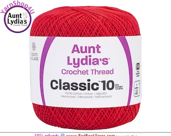 ATOM RED - Aunt Lydia's Classic 10 Crochet Thread. 350yds. Color #154-2160