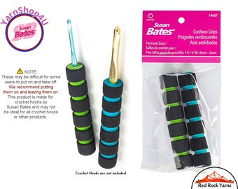 Cushion Grips for your Crochet Hook. 2/pack Susan Bates soft crochet hook covers. (Get 1 pack or a 3 pack/Box) #14607
