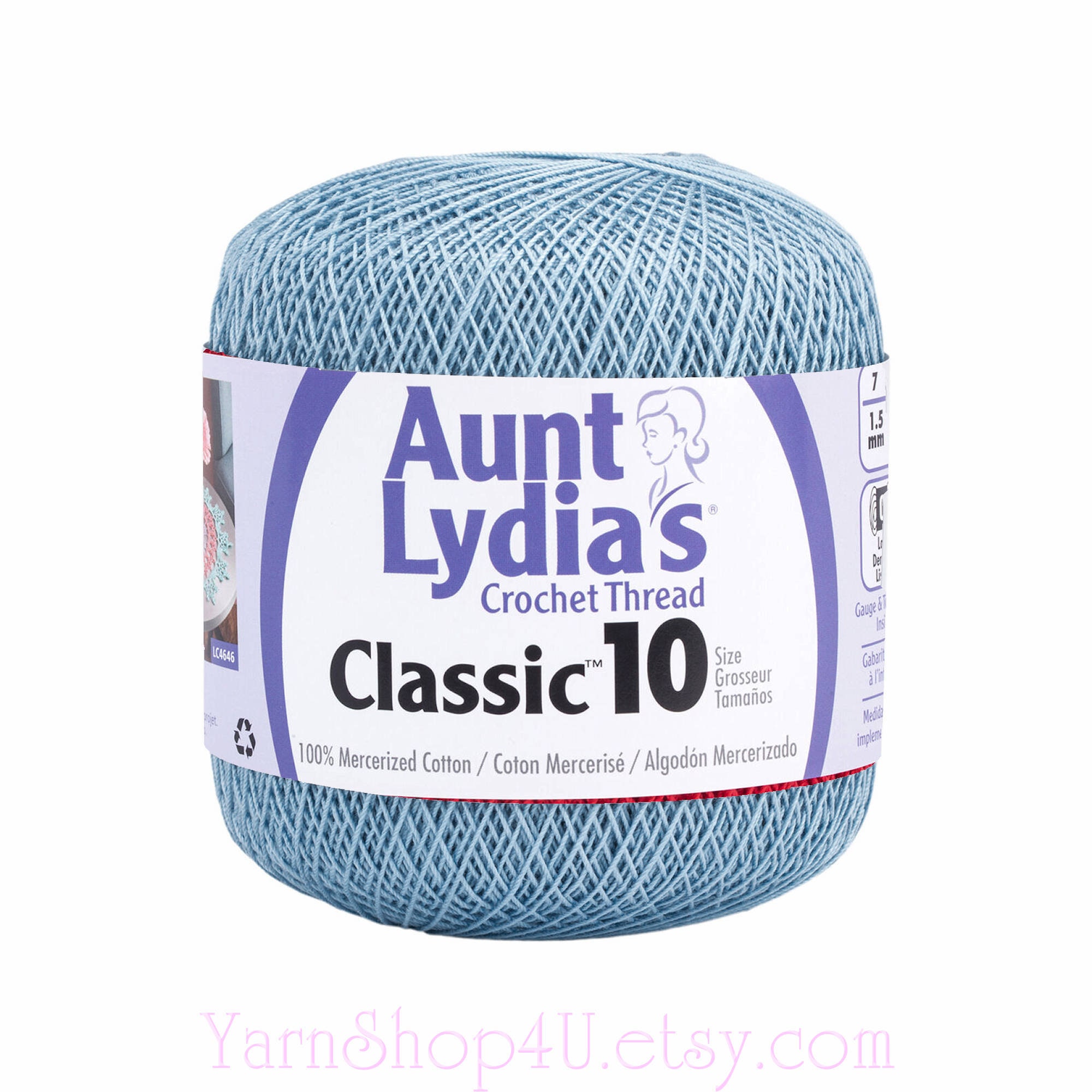 MEDIUM BLUE Aunt Lydia's Classic 10 Crochet Thread. 350yds. Color 4370