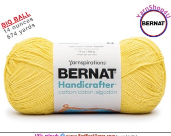 SUNSHINE - 14oz | 674yds Bernat Handicrafter Cotton yarn. 100% cotton Yarn. Great for dish cloths. Big Ball! Item 16202828017