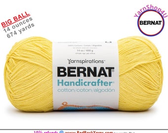 SUNSHINE - 14oz | 674yds Bernat Handicrafter Cotton yarn. 100% cotton Yarn. Great for dish cloths. Big Ball! Item 16202828017