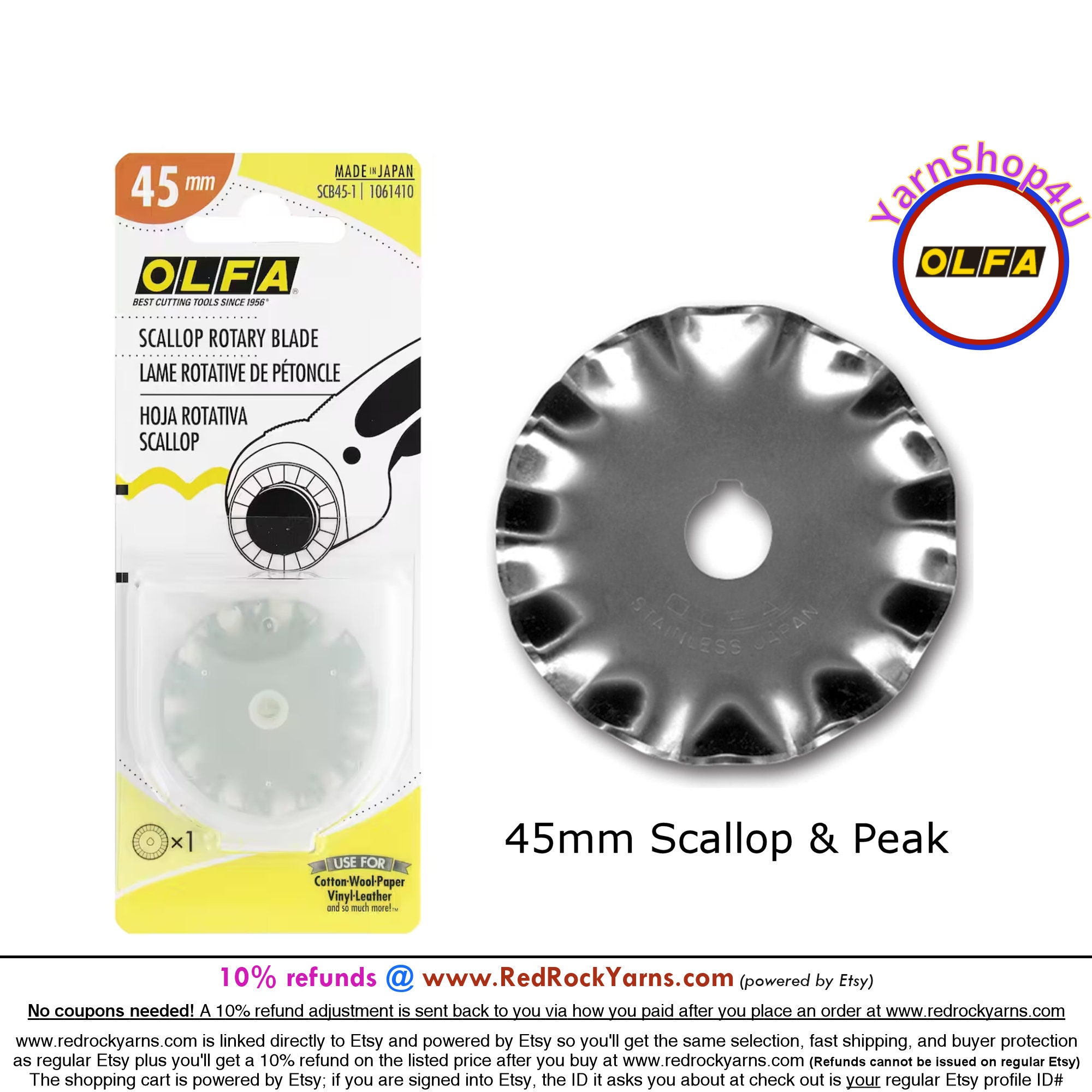 Bulk Buy: Olfa Rotary Blade Refill 45mm Scallop SCB45-1 (2-Pack) 