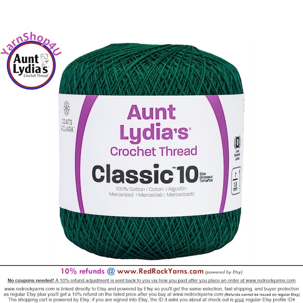 FOREST GREEN - Aunt Lydia's Classic 10 Crochet Thread. Item #154-0449