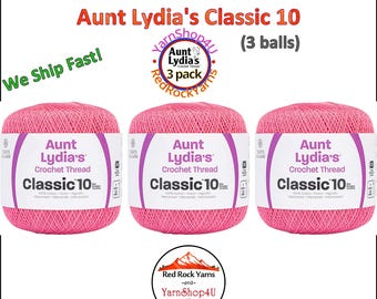 FRENCH ROSE 3 pack! Aunt Lydia's Classic 10 Crochet Thread. 350yds. Item #154-0493