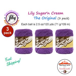 BLACK CURRANT 3 Pack! 2.5oz | 120yd The Original Lily Sugar N Cream 100% Cotton Yarn. 3 Skeins Bulk Buy!