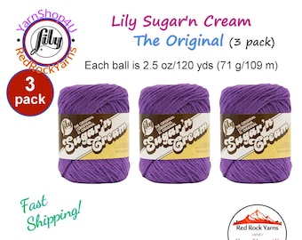 BLACK CURRANT 3 Pack! 2.5oz | 120yd The Original Lily Sugar N Cream 100% Cotton Yarn. 3 Skeins Bulk Buy!