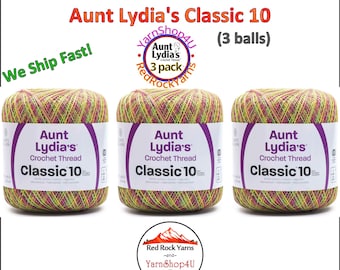 SHERBERT 3 pack! Aunt Lydia's Classic 10 Crochet Thread. 300yds. Item #154-0882