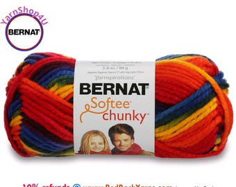 SCHOOL YARD OMBRE Bernat Softee Chunky Super Bulky Yarn. 2.8oz | 74yds | 100% Acrylic Yarn. Item 16112929134