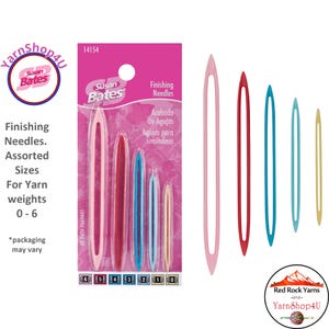 Finishing Needles. Assorted Sizes of plastic finishing needles for weaving in ends. For Yarn Weights 0 To 6. #14154