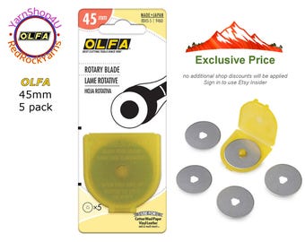 5 pack! 45mm OLFA® Rotary Blades. Genuine Olfa Brand Rotary Cutting Blade. Tungsten Steel. 5 Blades/pkg. #RB45-5 (RRY Exclusive Price)