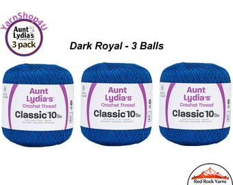 DARK ROYAL 3 pack! Aunt Lydia's Classic 10 Crochet Thread. 350yds. Item #154-0487