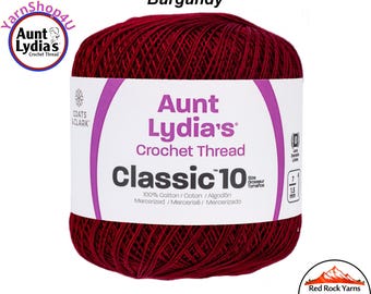BURGUNDY - Aunt Lydia's Classic 10 Crochet Thread. 350yds. Item #154-0492