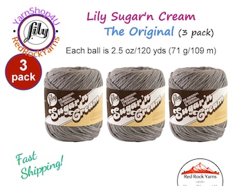 OVERCAST 3 Pack! 2.5oz | 120yds each. Lily Sugar N Cream The Original 100% Cotton Yarn. 3 skeins Bulk Buy!