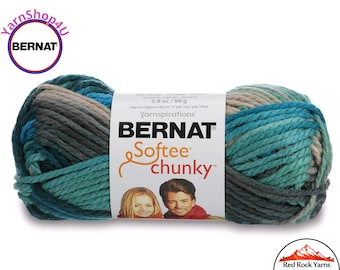DEEP WATERS OMBRE Bernat Softee Chunky Super Bulky Yarn. 2.8oz | 74yds | 100% Acrylic Yarn. Item 16112929632