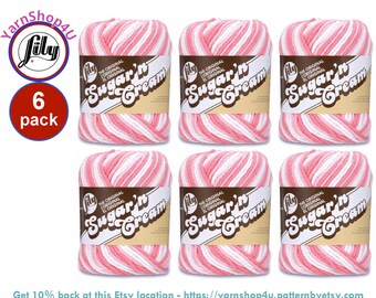 STRAWBERRY OMBRE 6 Pack! 2oz | 95yds each. Lily Sugar N Cream The Original 100% Cotton Yarn. 6 skeins - Bulk Buy!