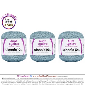 DELFT 3 pack! Aunt Lydia&#39;s Classic 10 Crochet Thread. 350yds. Item #154-0480