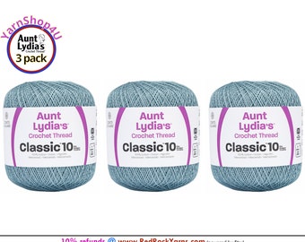 DELFT 3 pack! Aunt Lydia's Classic 10 Crochet Thread. 350yds. Item #154-0480