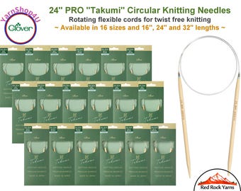 Clover PRO 24 inch Takumi Bamboo Circular Knitting Needles. [24"(60cm)] Bamboo Knitting Needles. (Also sold in 16" and 32" lengths)
