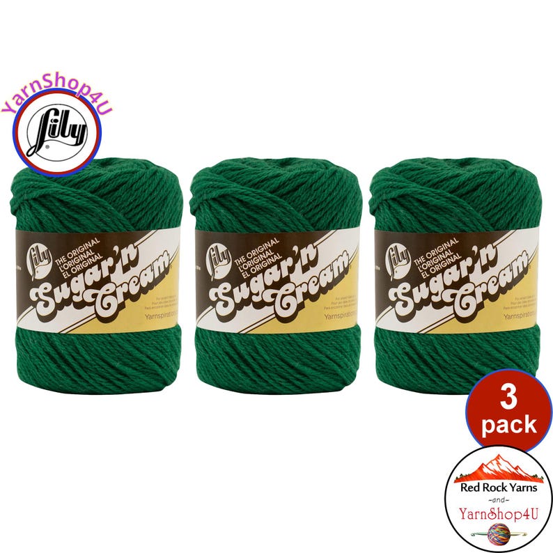 DARK PINE 3 Pack! 2.5oz | 120yd The Original Lily Sugar N Cream 100% Cotton Yarn. 3 Skeins Bulk Buy! image 1
