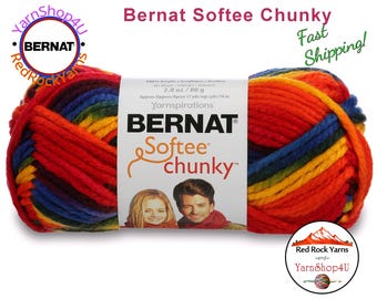 SCHOOL YARD OMBRE Bernat Softee Chunky Super Bulky Yarn. 2.8oz | 74yds | 100% Acrylic Yarn. Item 16112929134