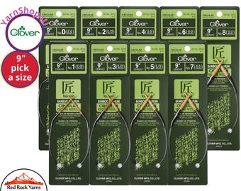 Clover Takumi 9 inch Bamboo Circular Knitting Needles w short tips! Pick from Size 0 to 8 (2mm-5mm). 9" fixed Bamboo Needles. [ART 3016/9]