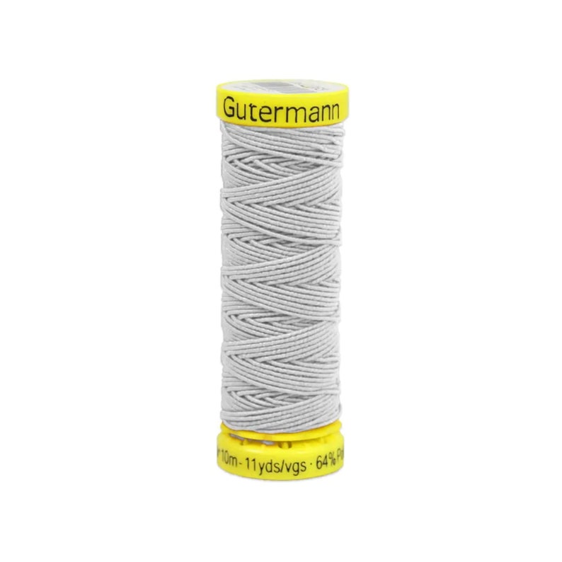 GUTERMANN ELASTIC Sewing Thread Black, White, Red. or Navy dark blue. 11 yards ea spool. 64% polyester / 36 polyurethane. Pick your color White