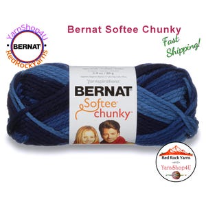DENIM OMBRE Bernat Softee Chunky Super Bulky Yarn. 2.8oz | 74yds | 100% Acrylic Yarn. Item 16112929119
