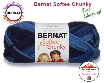 DENIM OMBRE Bernat Softee Chunky Super Bulky Yarn. 2.8oz | 74yds | 100% Acrylic Yarn. Item 16112929119