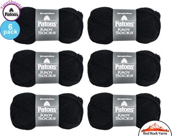 COAL 6 Pack! Patons Kroy Socks Yarn is 1.75oz | 166yds Super Fine Weight (1) Sock Yarn. A Blend of 75/25% Wool/Nylon (50g | 152m)