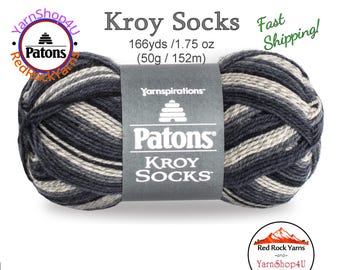 ECLIPSE STRIPES - Patons Kroy Socks Yarn is 1.75oz | 166yds Super Fine Weight (1) Sock Yarn. A Blend of 75/25% Wool/Nylon (50g | 152m)