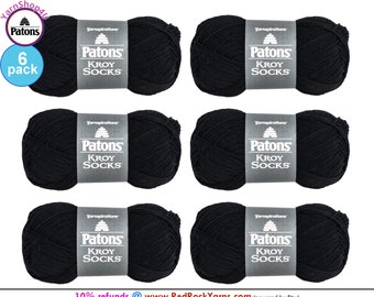 COAL 6 Pack! Patons Kroy Socks Yarn is 1.75oz | 166yds Super Fine Weight (1) Sock Yarn. A Blend of 75/25% Wool/Nylon (50g | 152m)