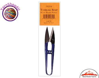 LACIS Thread Snips. Sharp point with a ground edge and plastic sheath for tip protection and storage. 4.25" total length. Blue #MO58