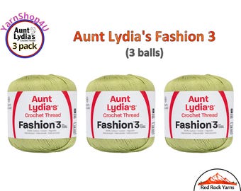 LIME Fashion 3 Size Aunt Lydia Crochet Thread. One 3 Pack of Aunt Lydia's Fashion 3 Crochet Thread. 3 balls/150yds each. Item #182.0264