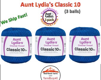 DARK ROYAL 3 pack! Aunt Lydia's Classic 10 Crochet Thread. 350yds. Item #154-0487