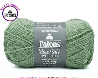 BASIL - Patons Classic Wool Worsted Yarn Medium Weight (4). 100% wool yarn. 3.5oz | 194 yards (100g | 177m)