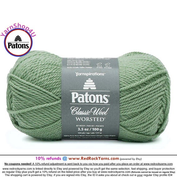HEATH HEATHER Patons Classic Wool Worsted Yarn Medium Weight 4. 100% Wool  Yarn. 3.5oz 194 Yards 100g 177m 