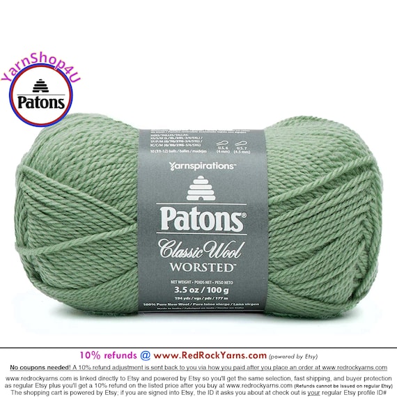 BASIL Patons Classic Wool Worsted Yarn Medium Weight 4. 100 Wool