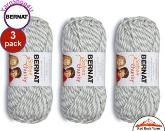 GRAY RAGG 3 pack! Bernat Softee Chunky Yarn Super Bulky Yarn. 3.5oz | 108yds | 100% Acrylic Yarn. 3 skeins per pack = Bulk Buy!