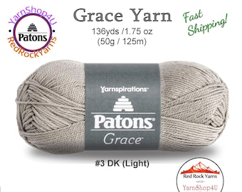 CLAY Patons Grace yarn Light weight #3. 100% Mercerized Cotton, 1.75 oz | 136 yards (50 g | 125 m) Color #62044