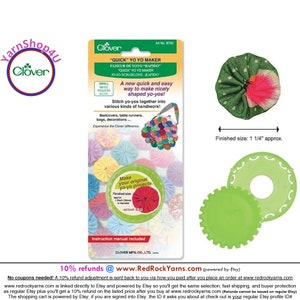 YO-YO Maker. Small Clover Quick YoYo Maker. Finished size is about 1.25&quot;. Make Corsages, hair ornaments, decorations! Clover #8700