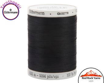 Gutermann Thread. Black - 1094 yards / 1000 meters. White Sew-All All Purpose Polyester Thread. This is a big spool of sewing thread. #10