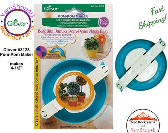 For Ashley! 4-1/2" Pom Pom Maker. Extra Large Clover Pom maker will help you create Big Pom Poms! Wind, cut, tie, and fluff! Art No. 3128