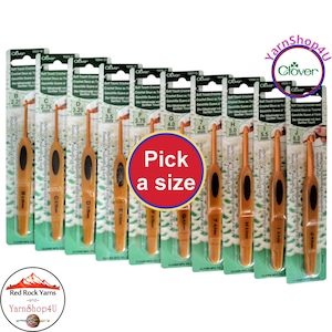 SOFT TOUCH Clover Crochet hooks. Ergonomic soft grip with aluminum heads available in sizes B C D E F G 7 H I J