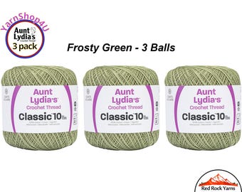 FROSTY GREEN 3 pack! Aunt Lydia's Classic 10 Crochet Thread. 350yds. Item #154-0661