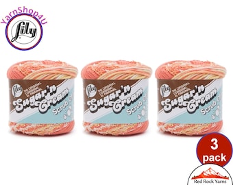 PAPAYA 3 Pack! Lily Scrub Off - 2.6oz | 106yds each. Lily Sugar'n Cream. 100% Textured Cotton Yarn. 3 skeins = Bulk Buy!