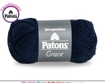 NAVY Patons Grace yarn Light weight #3. 100% Mercerized Cotton, 1.75 oz | 136 yards (50 g | 125 m) Item #246062, Color #62110