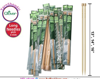 13-16" Bamboo Straight Knitting Needles. Clover Takumi Single point needles. 1 pair/pkg. In 0 to 19 / length by needle size. #3012 & #3019